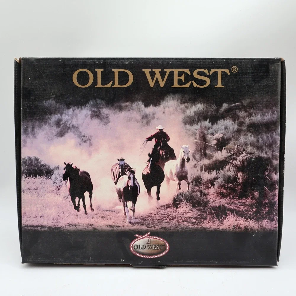 Old West 1606 Western Cowboy Boots Kids Size 1.5 Brown Black Leather NWT